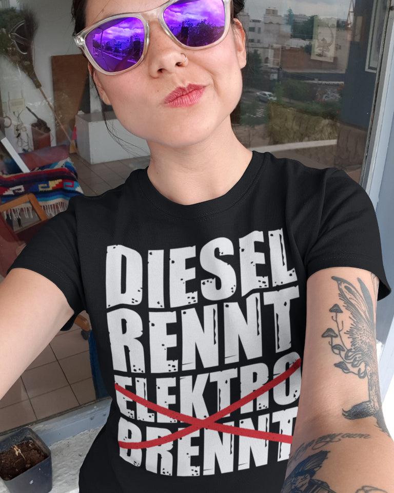 Diesel rennt Elektro brennt - Damenshirt - Autoholiker