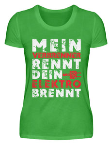 Mein Verbrenner rennt dein Elektro brennt - Damenshirt - Autoholiker