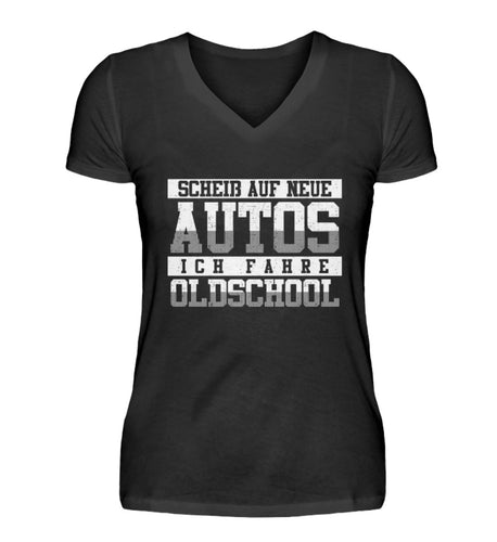 Ich fahre Oldschool  - V-Neck Damenshirt - Autoholiker